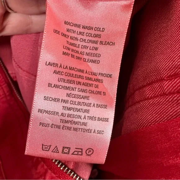 Free People Crvy size 10 Formula One Red Denim Zip Up Lennox Romper Shortsuit - Picture 10 of 11